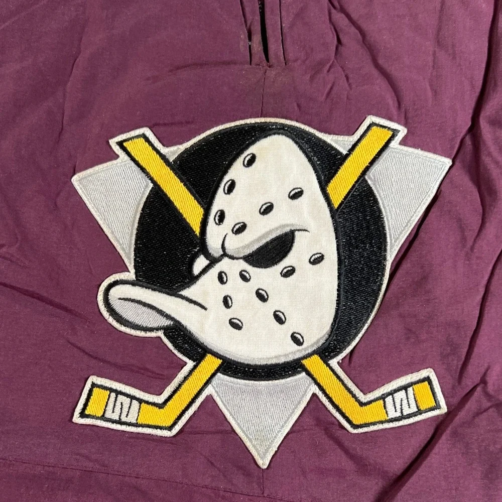 Vintage Apex One Mighty Ducks Puffer Jacket Mens Large Eggplant 90s Quarter Zip